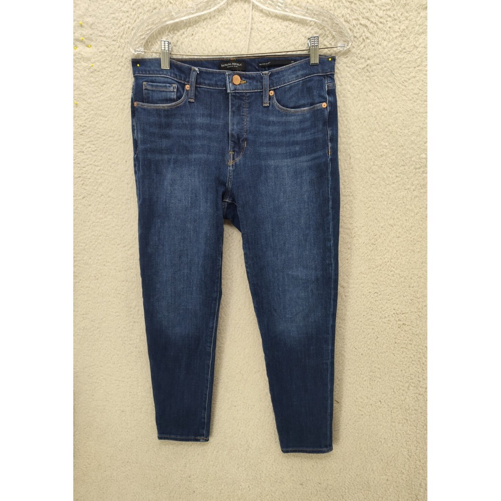 Banana Republic Women Jeans 30S Blue‎ Cotton Blend Mid Rise Straight Leg Denim